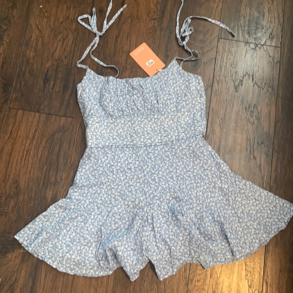 Blue Floral Flowy Romper